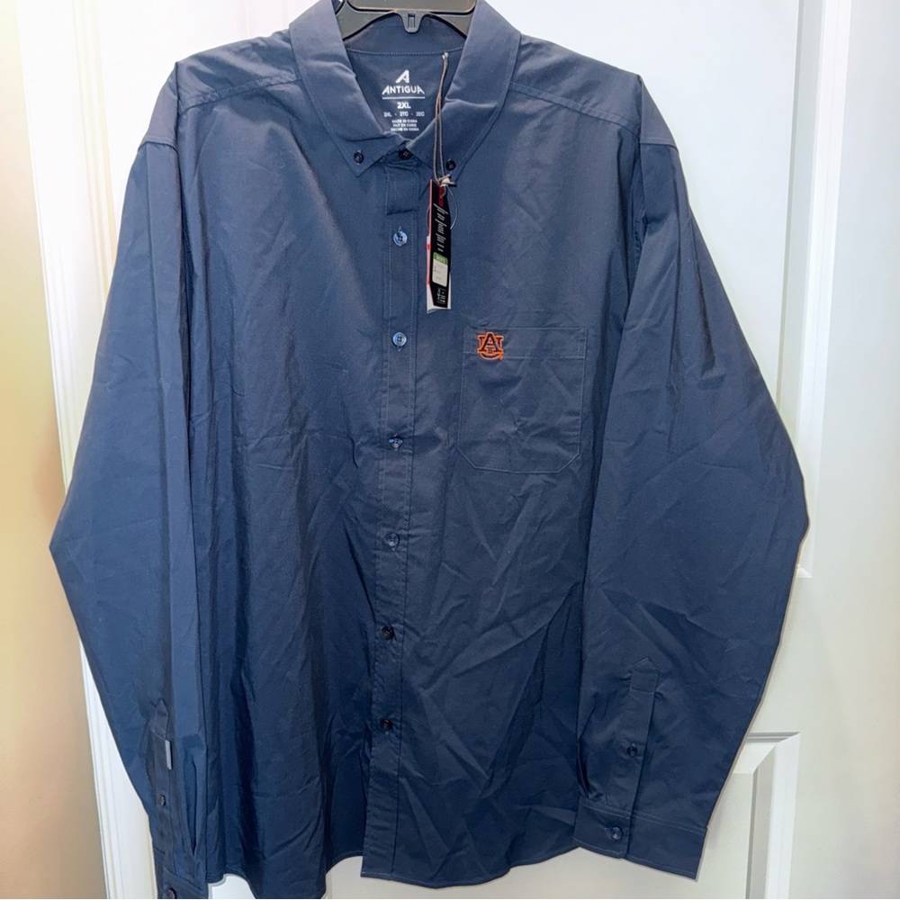 NWT Antigua Navy Shirt Long Sleeve Button Down 2XL XCL Auburn Tigers